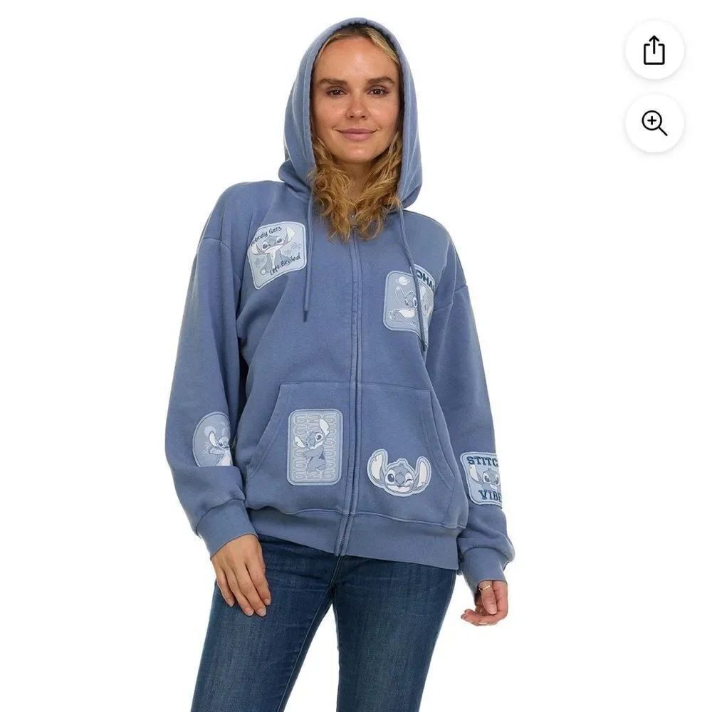 Disney Lilo and Stitch Full Zip Jacket Hoodie Large NWT